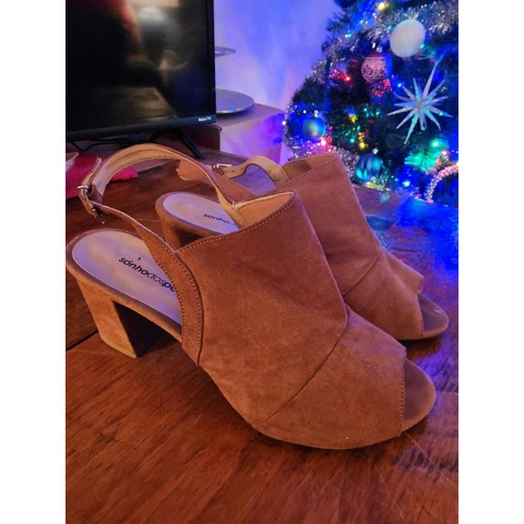Womens Sonhodospes Slingback Sandals Brown suede sz 10 - Picture 6 of 7